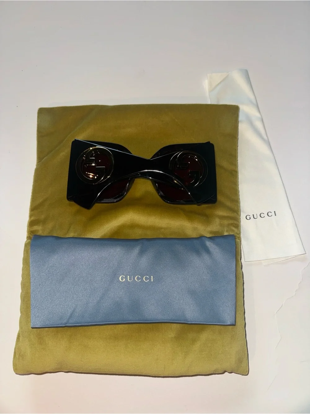 Gucci Blondie Black Tortoise Shell Oversized Square Sunglasses with Brown Lenses